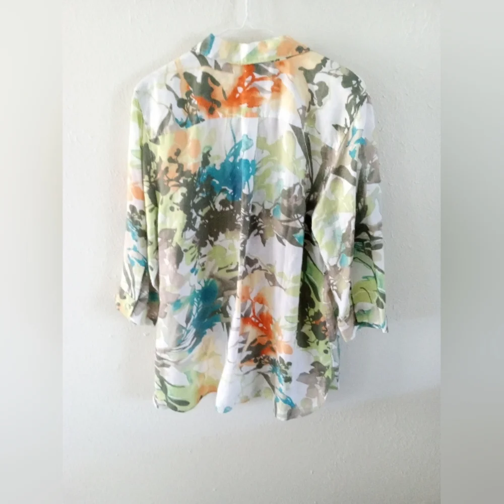 🆕 CHICO'S 100% Linen Paradise No Iron Tunic Blouse | XL (16) NWT - Picture 7 of 10